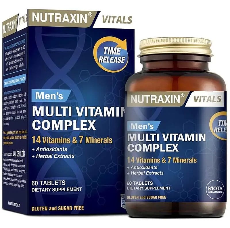 Nutraxin Vitals Men Multi Vitamin Complex - Gıda Takviyesi 60 Tablet