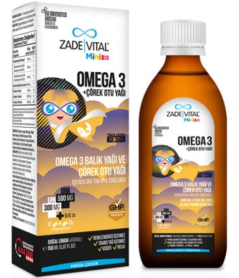 Zade Vital Miniza Omega 3 Çörek Otu Yağı 150 ML